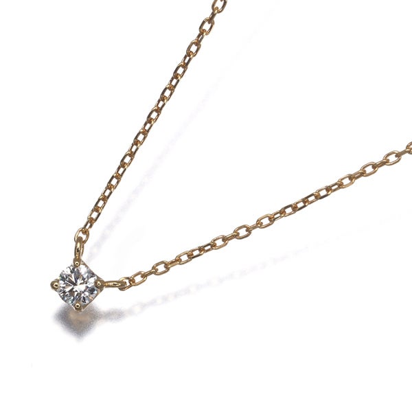 ヴァンドーム ネックレス  ダイヤ 0.06ct  一粒 K18YG 