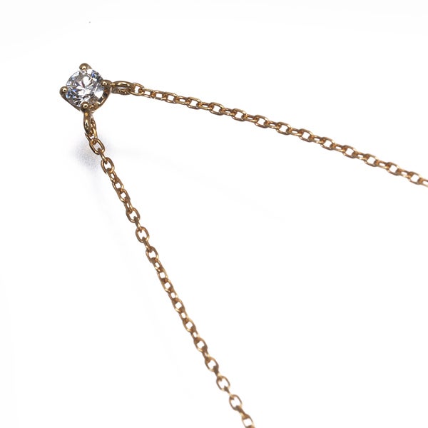 ヴァンドーム ネックレス  ダイヤ 0.06ct  一粒 K18YG 