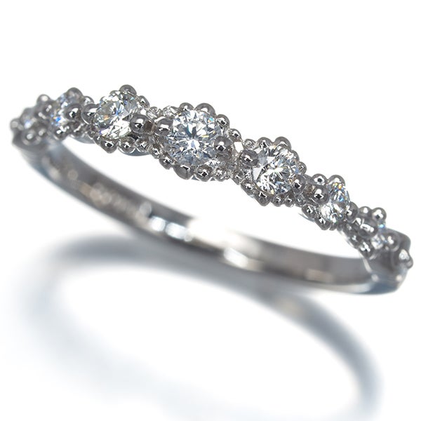 スタージュエリー リング  ダイヤ 0.18ct  ミルグレイン　8号 Pt950 