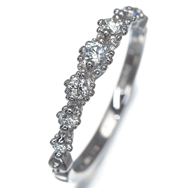 スタージュエリー リング  ダイヤ 0.18ct  ミルグレイン　8号 Pt950 