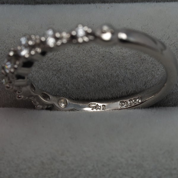 スタージュエリー リング  ダイヤ 0.18ct  ミルグレイン　8号 Pt950 