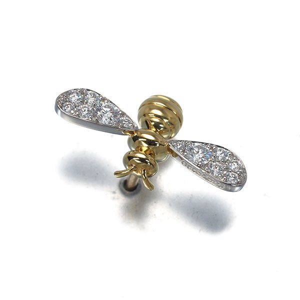 ギメル ブローチ  ダイヤ 0.180ct  蜂 アニマル ピン K18YG/Pt950/合金 