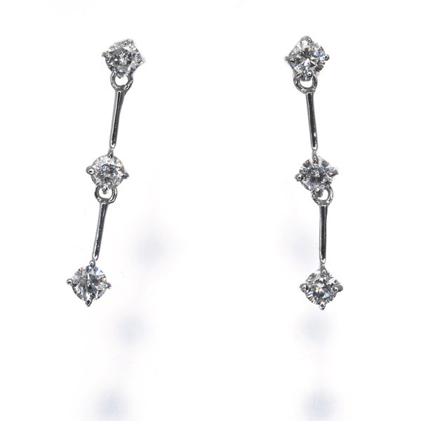  ダイヤ 0.15ct/0.15ct 3P 揺れる  ピアス K18WG 