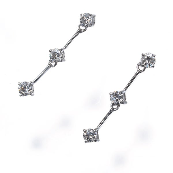  ダイヤ 0.15ct/0.15ct 3P 揺れる  ピアス K18WG 