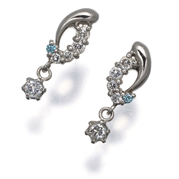 ブルー&クリア ダイヤ 0.25ct/0.25ct   ピアス Pt900 