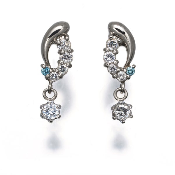 ブルー&クリア ダイヤ 0.25ct/0.25ct   ピアス Pt900 