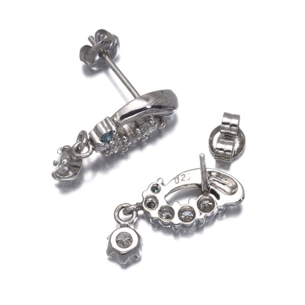 ブルー&クリア ダイヤ 0.25ct/0.25ct   ピアス Pt900 