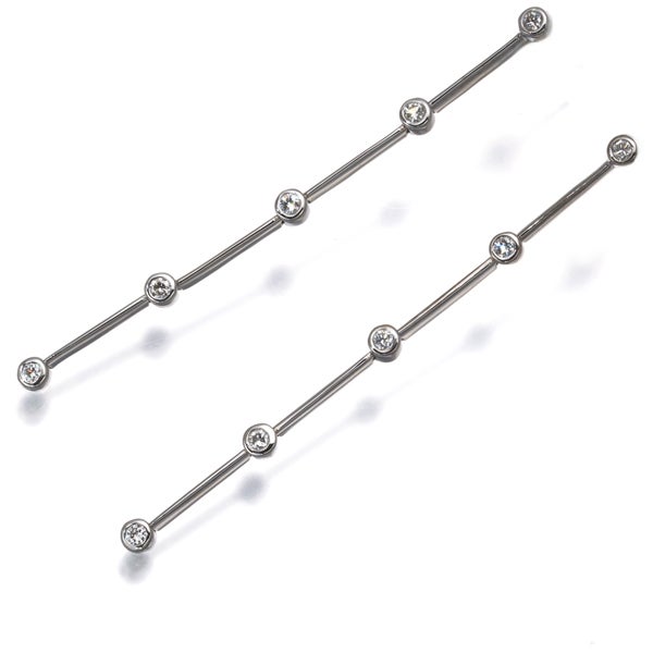  ダイヤ 0.18ct/0.18ct 5P 揺れる  ピアス K18WG/K14WG 