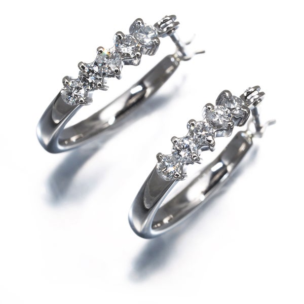  ダイヤ 0.30ct フープ  ピアス Pt 