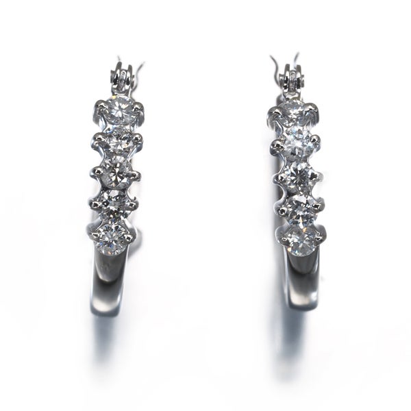  ダイヤ 0.30ct フープ  ピアス Pt 