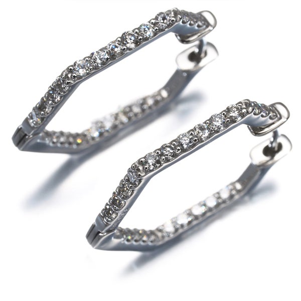  ダイヤ 0.32ct/0.32ct 五角形 フープ  ピアス Pt900 