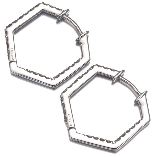  ダイヤ 0.32ct/0.32ct 五角形 フープ  ピアス Pt900 
