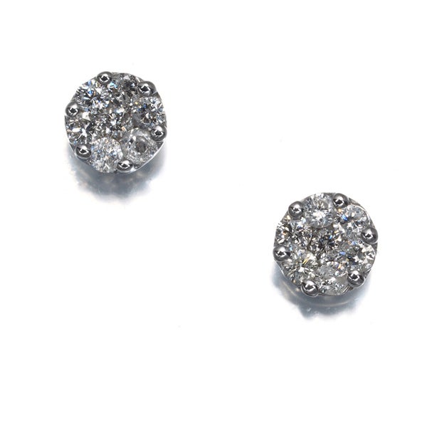  ダイヤ 0.14ct/0.14ct フラワー  ピアス K18WG 