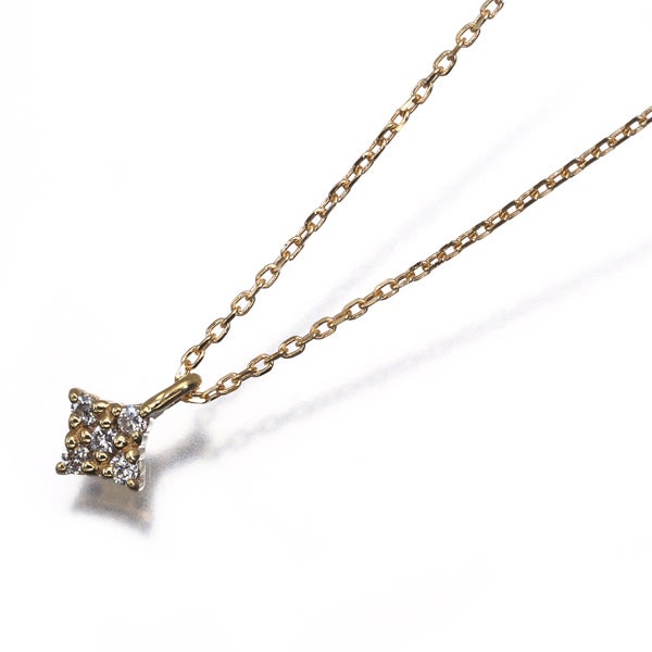 エテ ネックレス  ダイヤ 0.02ct  スクエア K18YG 