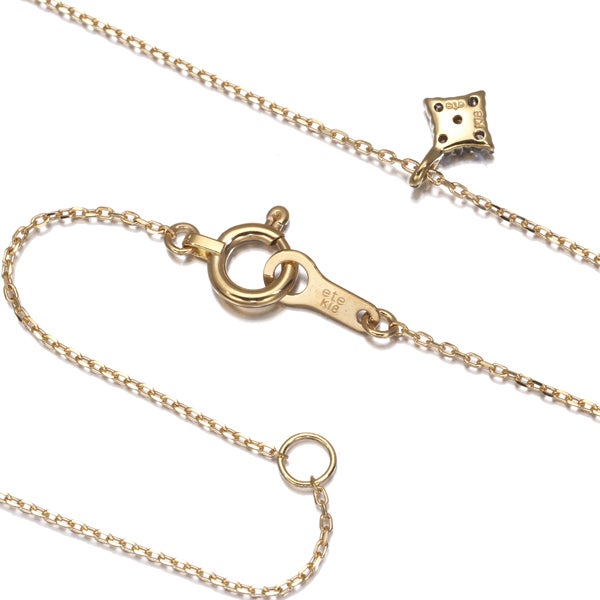 エテ ネックレス  ダイヤ 0.02ct  スクエア K18YG 