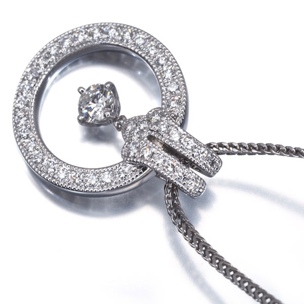星の砂 ネックレス  ダイヤ 0.74ct  ミルグレイン Pt900/Pt850 