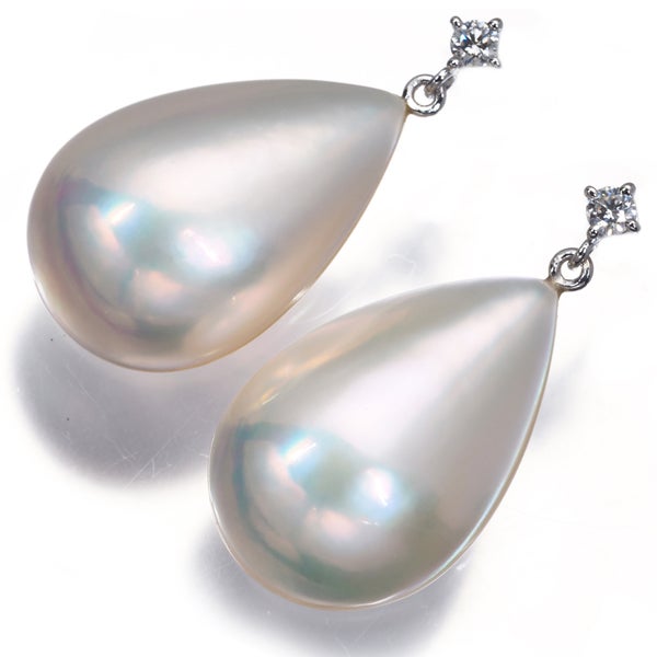 タサキ ピアス マベ マベ真珠 ダイヤ 0.06ct/0.06ct  ティアドロップ 揺れる K18WG 