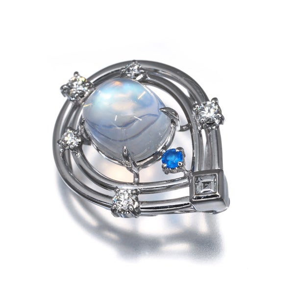 奥村佳彦 ペンダントトップ ムーンストーン 2.65ct アウイナイト ダイヤ 0.26ct K18WG