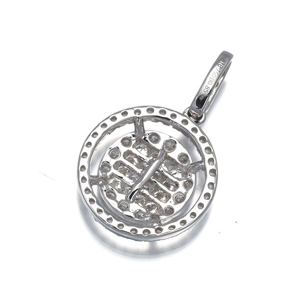  ダイヤ 0.85ct ミステリーセッティング サークル  ペンダントトップ K18WG 
