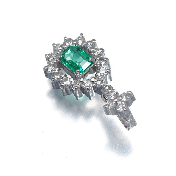  エメラルド 0.22ct ダイヤ 0.23ct クラシック  ペンダントトップ Pt900 
