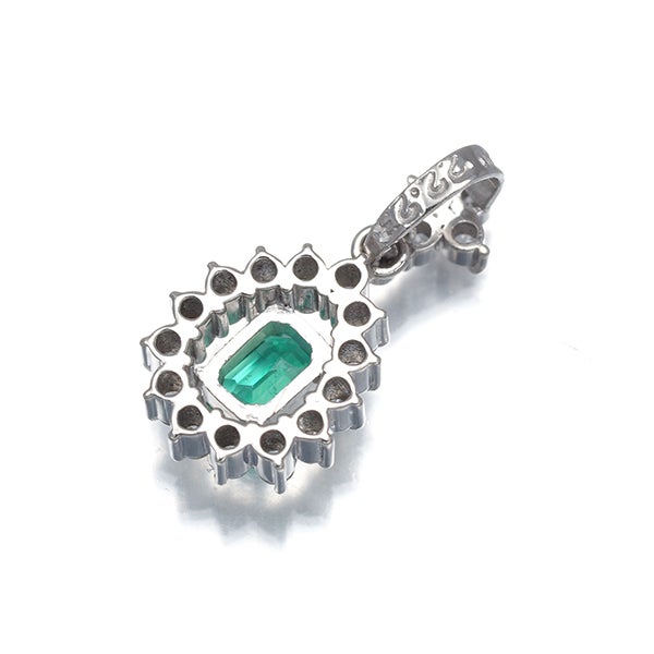  エメラルド 0.22ct ダイヤ 0.23ct クラシック  ペンダントトップ Pt900 