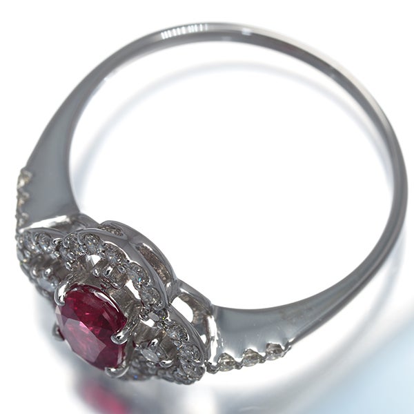  ルビー 0.50ct ダイヤ 0.27ct フラワー  リング Pt900 ソーティング