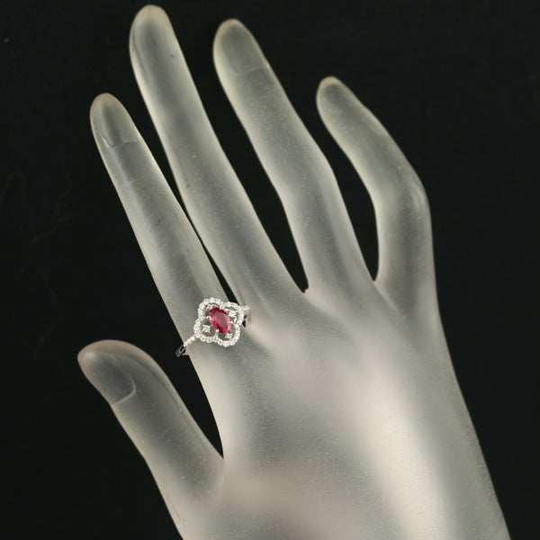  ルビー 0.50ct ダイヤ 0.27ct フラワー  リング Pt900 ソーティング