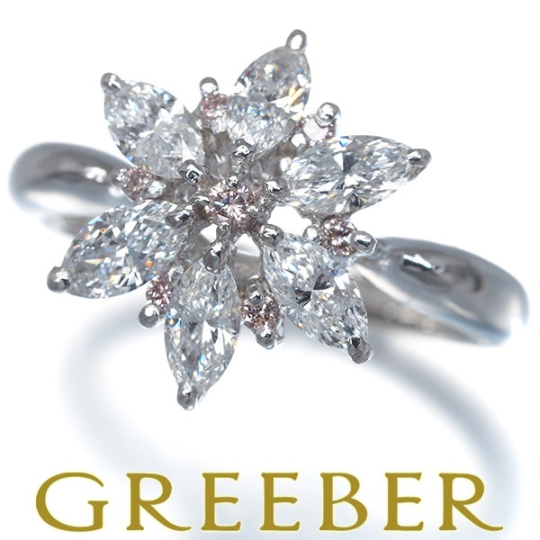 ピンク&クリア ダイヤ ダイヤモンド 0.09ct/0.98ct フラワー マーキス