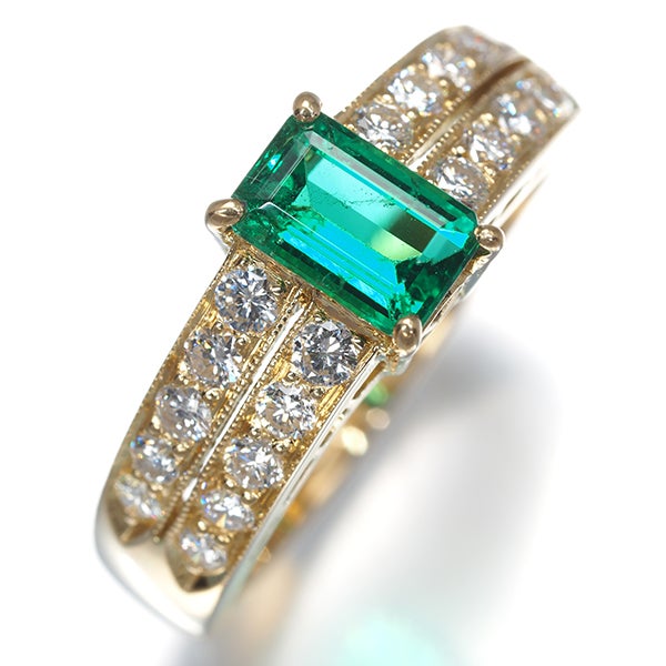  エメラルド 0.717ct ダイヤ 0.60ct   リング K20 ソーティング
