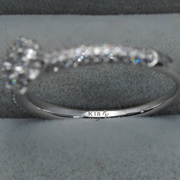 ポンテヴェキオ リング  ダイヤ 0.45ct  フラワー パヴェ 9号 K18WG 
