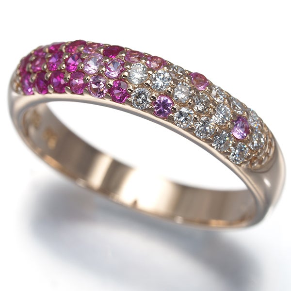 ポンテヴェキオ リング  サファイア 0.30ct ダイヤ 0.16ct ピッコリーニ パヴェ 9号 K18PG 