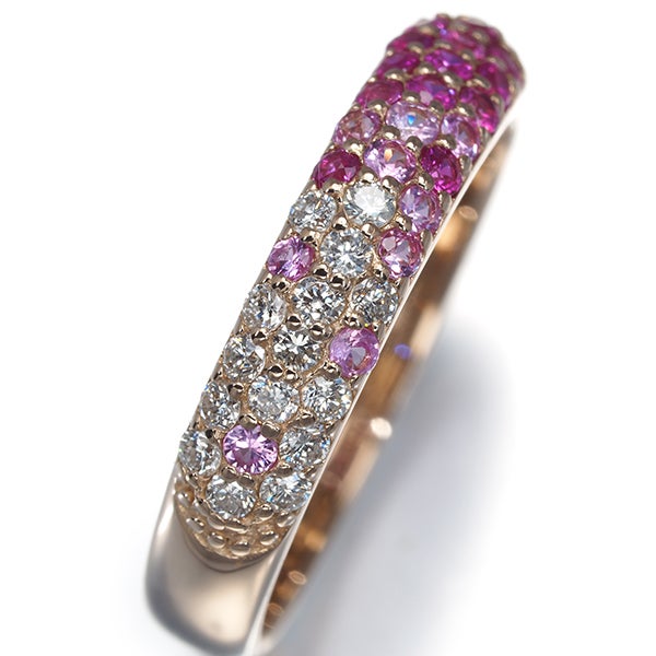ポンテヴェキオ リング  サファイア 0.30ct ダイヤ 0.16ct ピッコリーニ パヴェ 9号 K18PG 