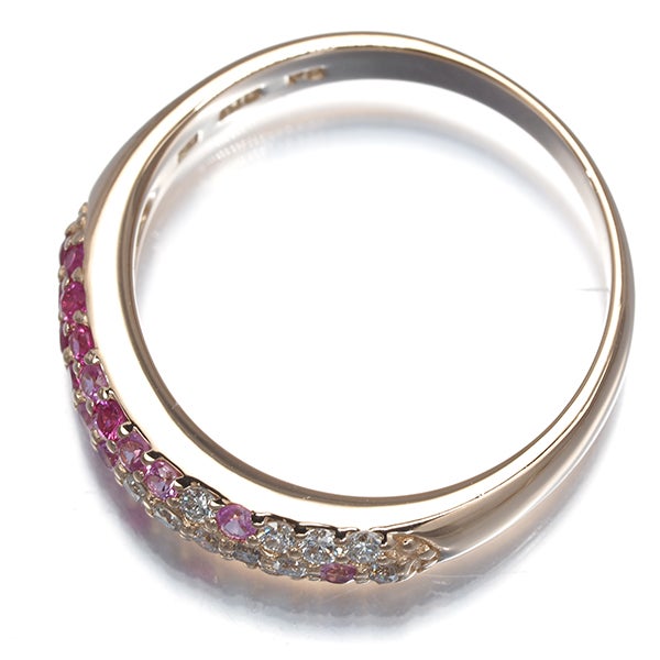 ポンテヴェキオ リング  サファイア 0.30ct ダイヤ 0.16ct ピッコリーニ パヴェ 9号 K18PG 