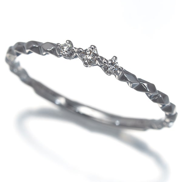 スタージュエリー リング  ダイヤ 0.03ct  3P 9号 K18WG 