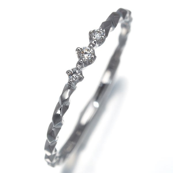 スタージュエリー リング  ダイヤ 0.03ct  3P 9号 K18WG 