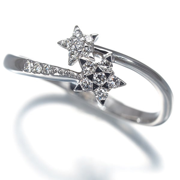 スタージュエリー リング  ダイヤ 0.12ct  スター 12号 K18WG 