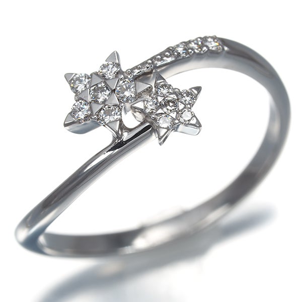スタージュエリー リング  ダイヤ 0.12ct  スター 12号 K18WG 