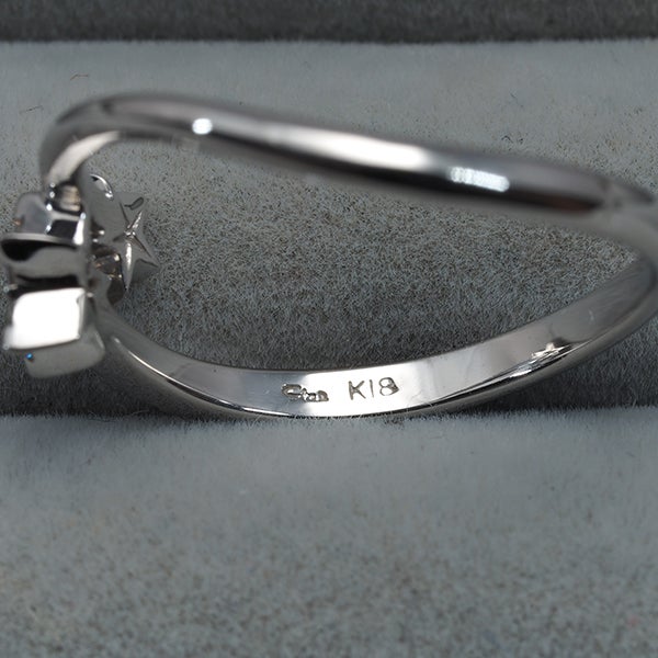 スタージュエリー リング  ダイヤ 0.12ct  スター 12号 K18WG 