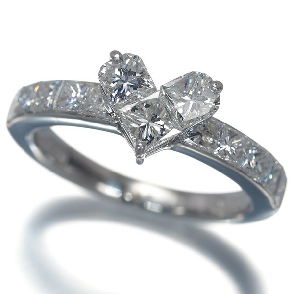 スタージュエリー リング  ダイヤ 0.50ct/0.55ct ミステリアスハート 7号 Pt950 保証書