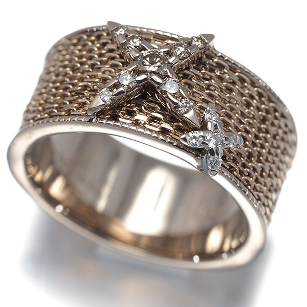 カシケイ リング ダイヤ 0.18ct/0.03ct ネイキッド 12号 K18BG/Pt900 箱