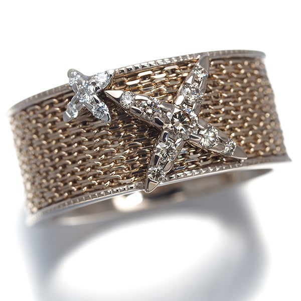 カシケイ リング ダイヤ 0.18ct/0.03ct ネイキッド 12号 K18BG/Pt900 箱