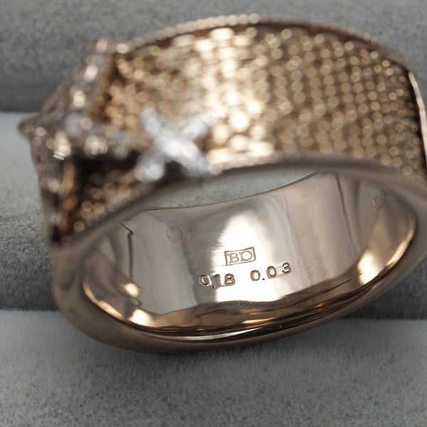 カシケイ リング ダイヤ 0.18ct/0.03ct ネイキッド 12号 K18BG/Pt900 箱
