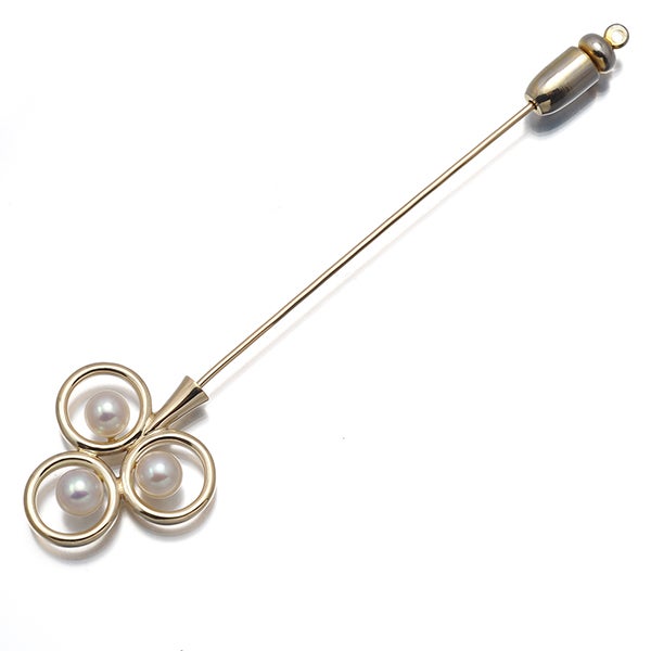 ミキモト ブローチ  アコヤ真珠 5.0-5.2mm  クローバー K14YG/合金 