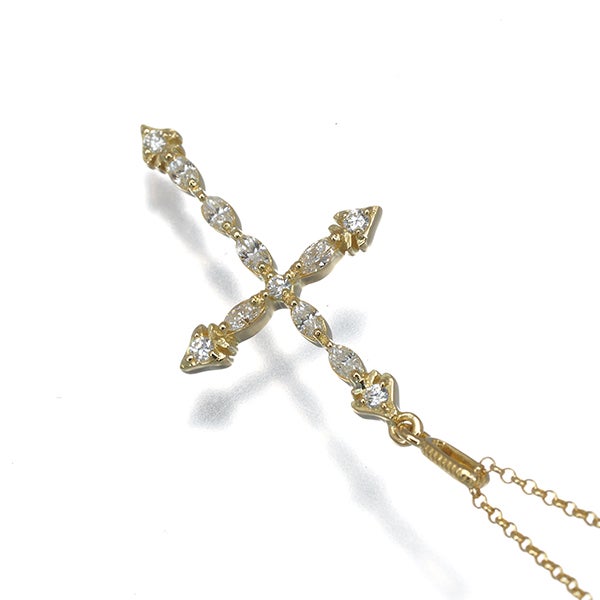 アーカー ネックレス  ダイヤ 0.26ct トランシアクロス  K18YG 
