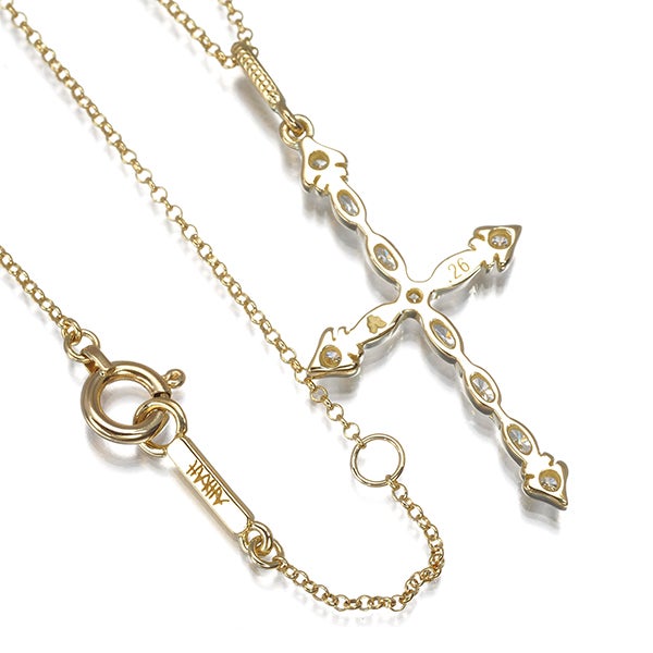 アーカー ネックレス  ダイヤ 0.26ct トランシアクロス  K18YG 