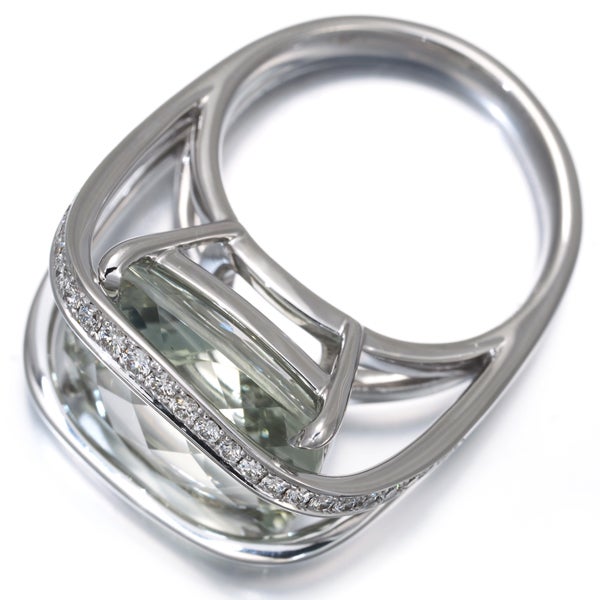 タサキ リング  グリーンクォーツ  ダイヤ 0.19ct  13号 K18WG 