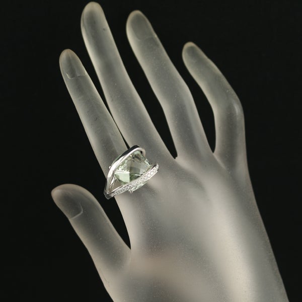 タサキ リング  グリーンクォーツ  ダイヤ 0.19ct  13号 K18WG 