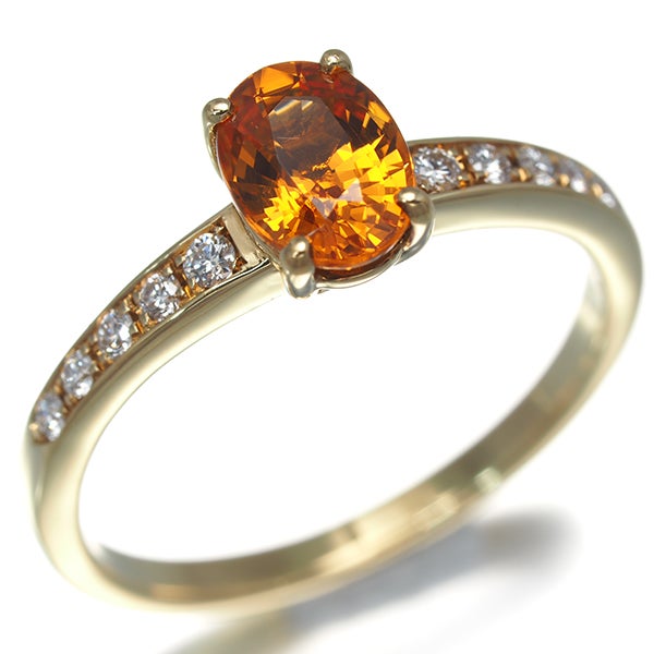 タサキ リング  スペサルティンガーネット ダイヤ 0.07ct  11.5号 K18YG 