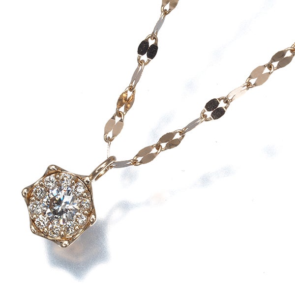 エステール ネックレス ブラウン ダイヤ 0.31ct  パヴェ ロング K18PG 