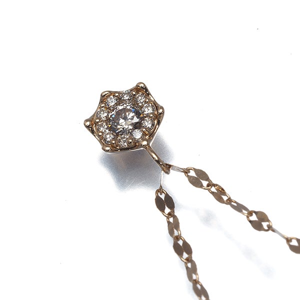 エステール ネックレス ブラウン ダイヤ 0.31ct  パヴェ ロング K18PG 